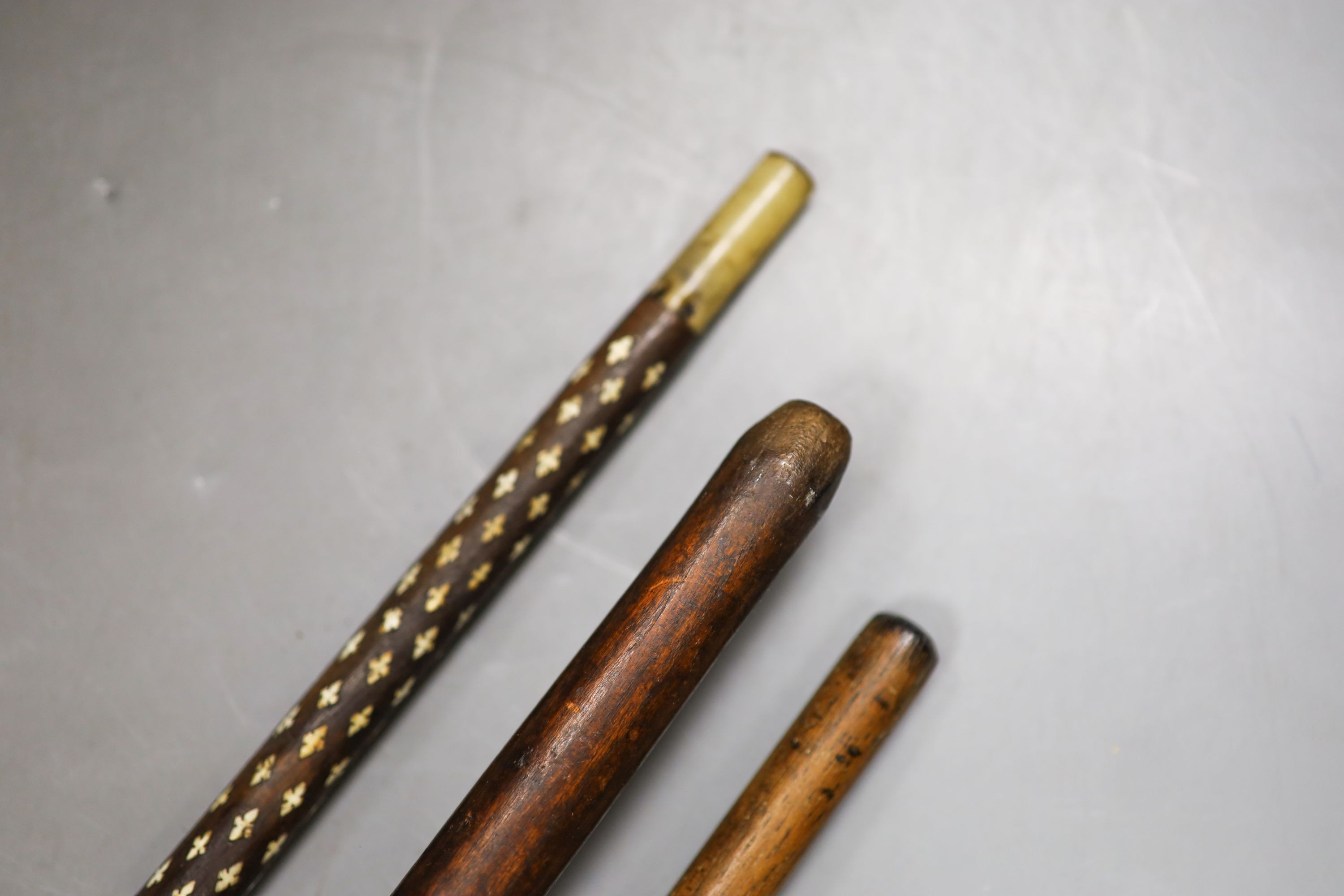 Three various walking canes 93cm